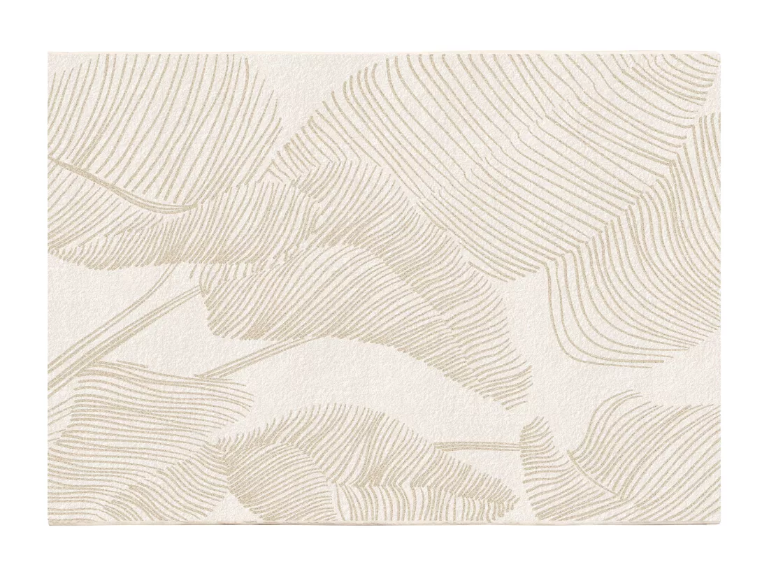 Tapis imprimé feuillage finition lurex brillant - 160 x 230 cm - beige - VANILA
