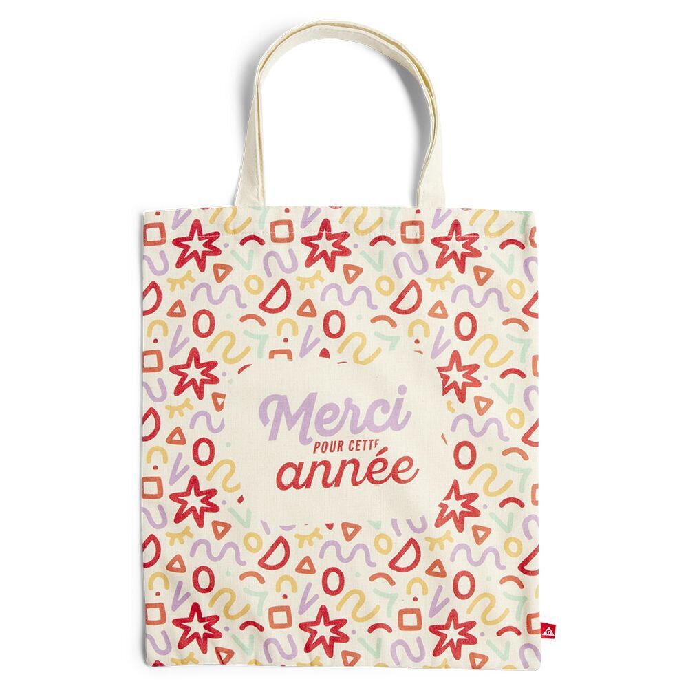Tote bag coton beige imprimé Merci pour cette année - 4 modèles