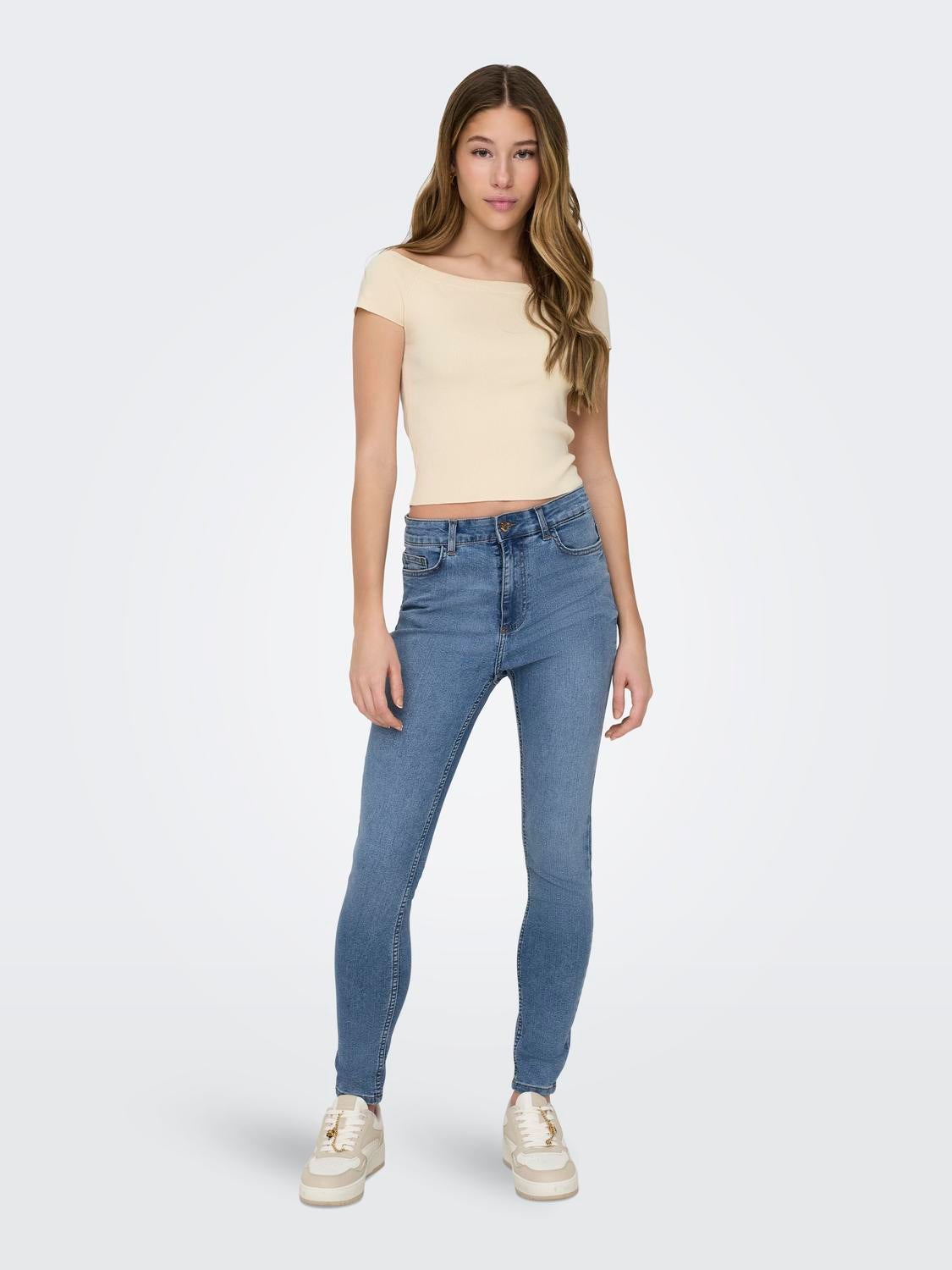 JDYMOON Hohe Taille Skinny Fit Jeans Light Blue Denim