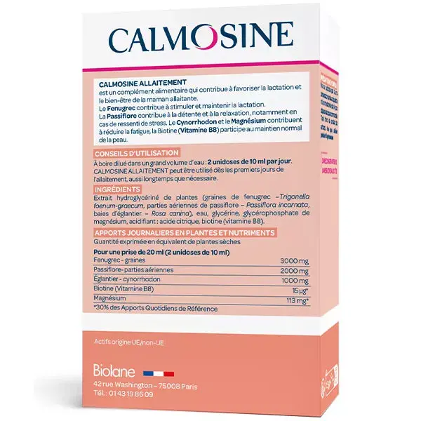 Calmosine Allaitement Fenugrec, Passiflore, Magnésium, Biotine 14 dosettes