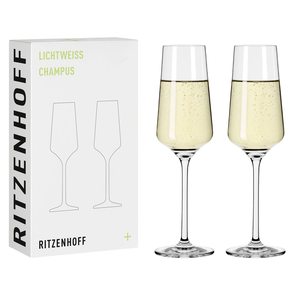 Lichtweiss champagneglass, 2 stk