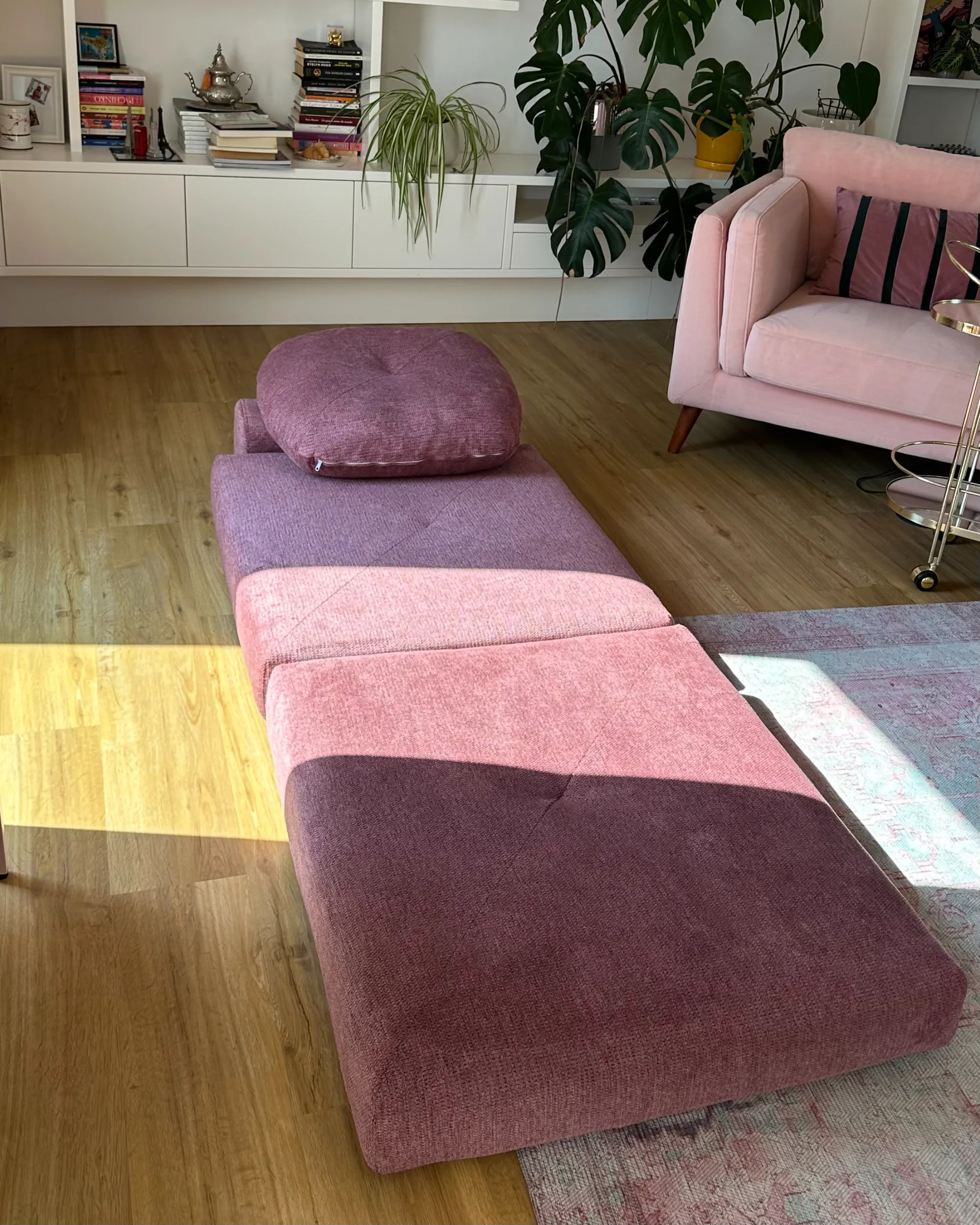 Eenpersoons slaapbank OLDEN Stof Roze