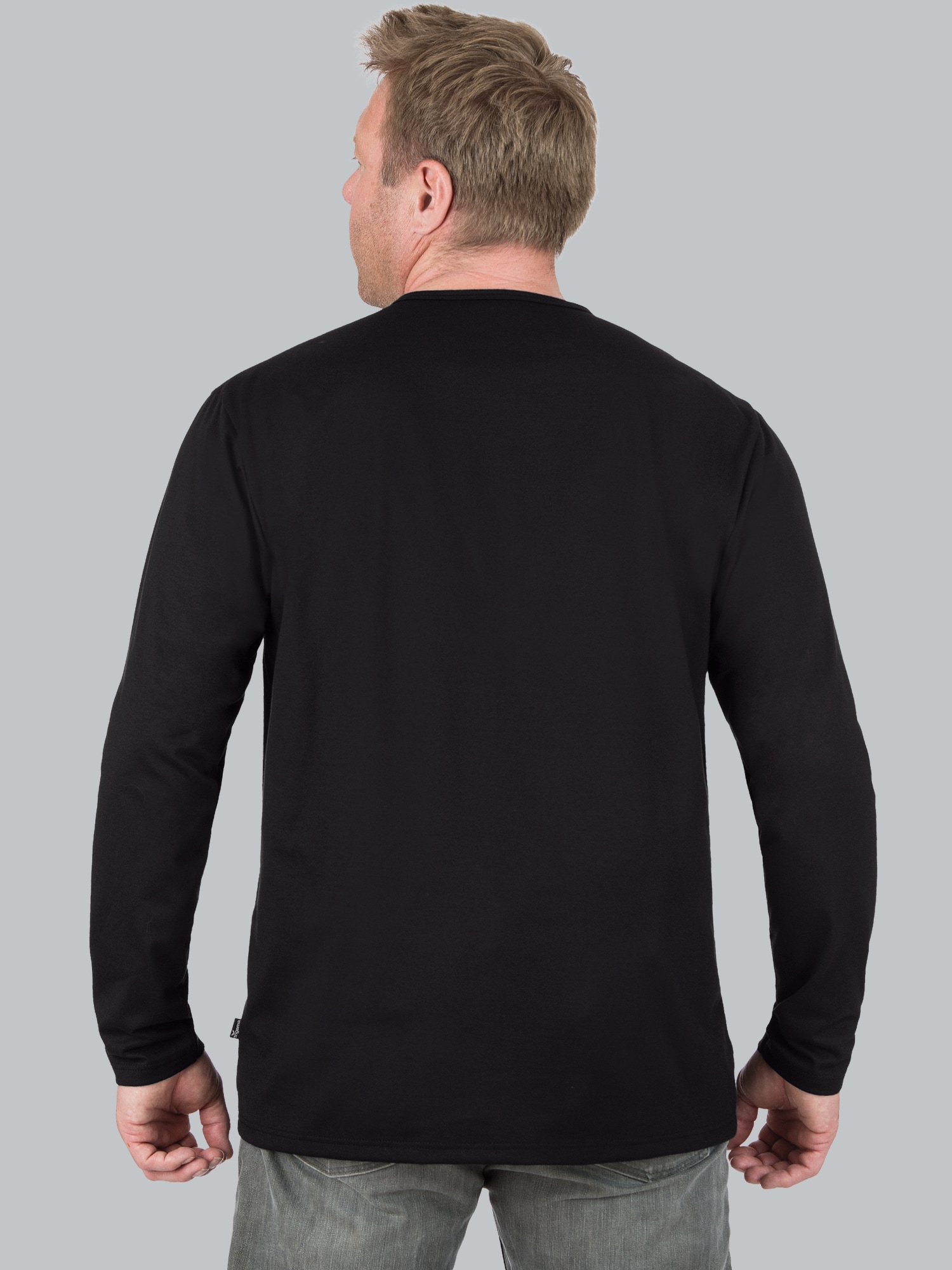 Langarmshirt mit Knopfleiste Schwarz