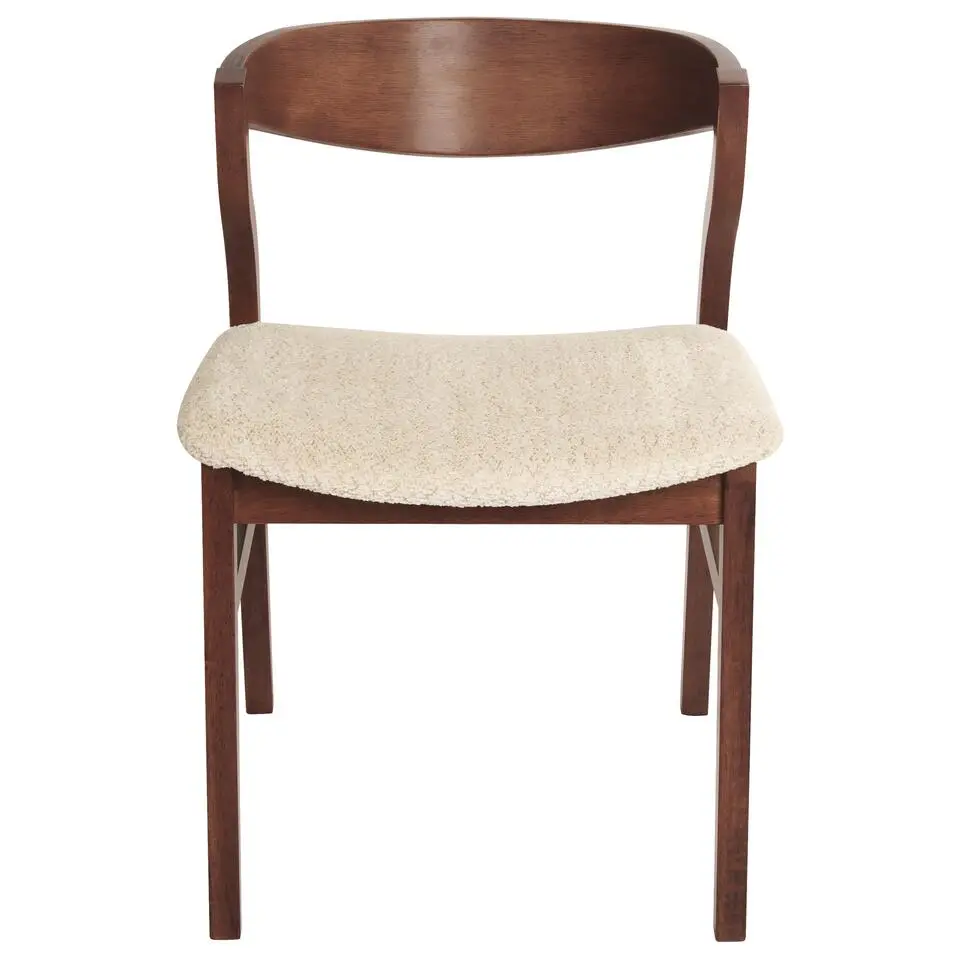 YUBA - Eetkamerstoel set van 2 - Donkerhout/Beige - Bouclé