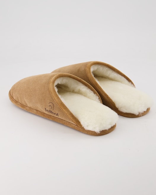 Fellhof Pantoffel Trendy Hausschuhe in Braun