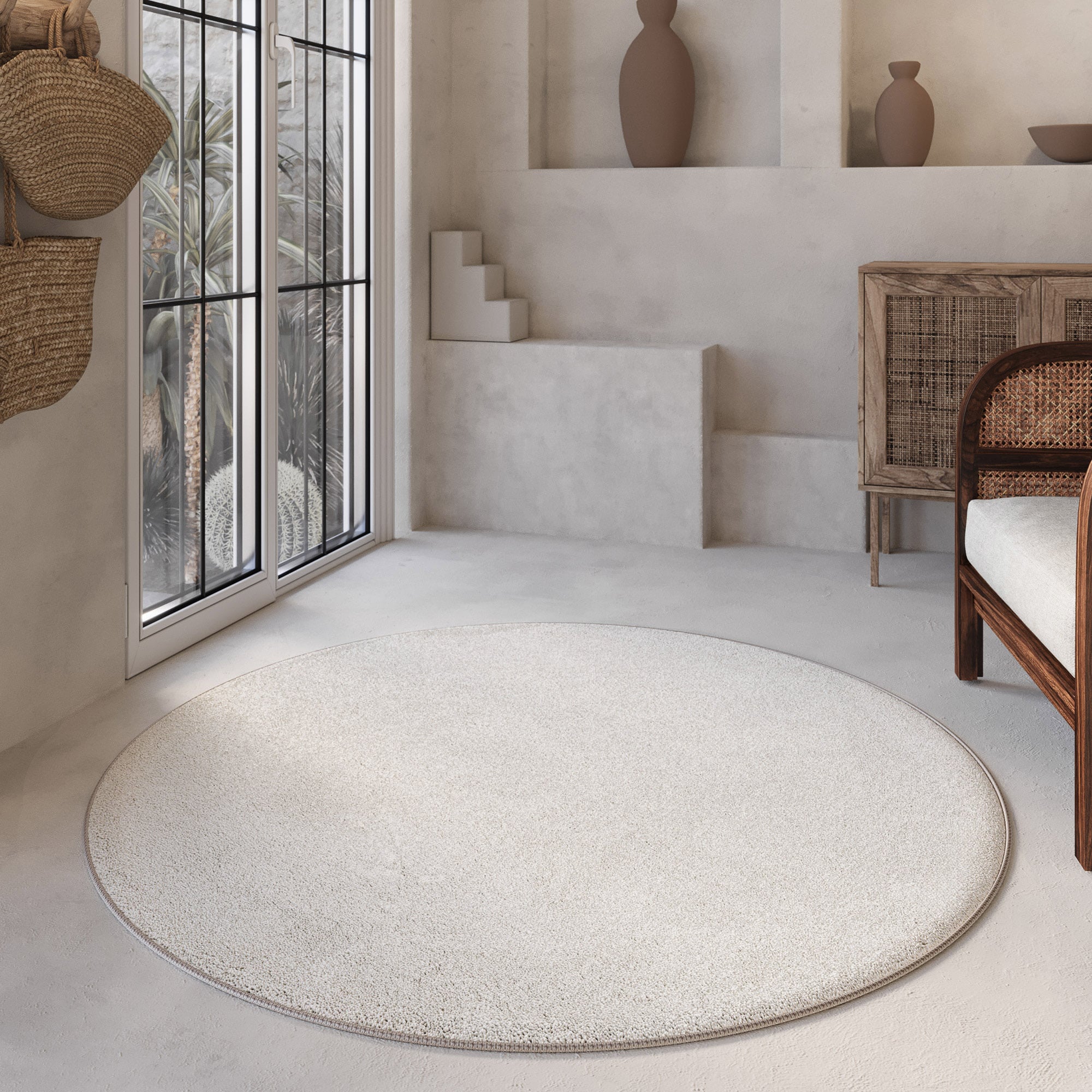 Wecon home Basics Hochflor-Teppich »Nova« rund 25 mm Höhe Shaggy, gewebt, robust, Wohnzimmer, Schlafzimmer