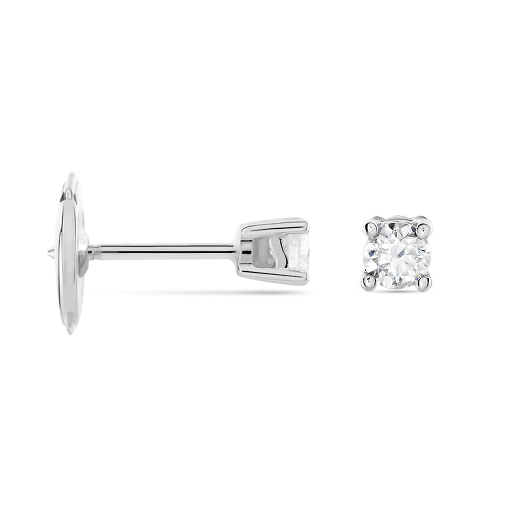 Boucles D'oreilles Puces Victoria Or Blanc Diamant
