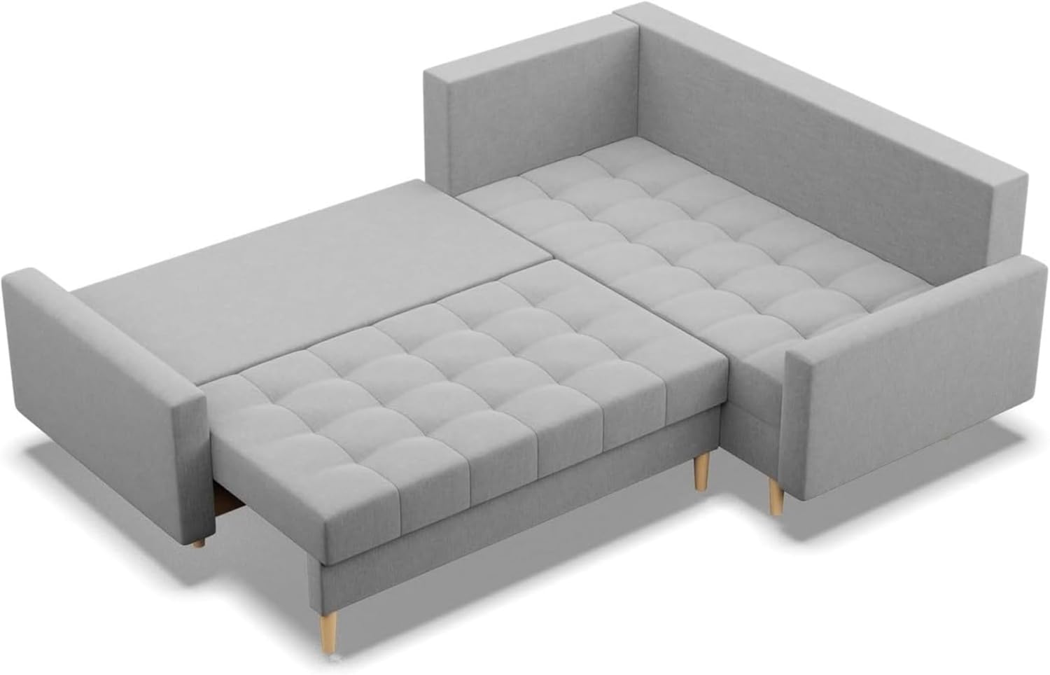 Mebligo - Ecksofa mit Schlaffunktion und Bettkasten Elma, Eckcouch mit Ottomane Rechts, Sofa L Form (BxTxH) 223 x 172 x 88 cm, Couch Wohnzimmer, Ecke Sofa, Grau (Lux 32)