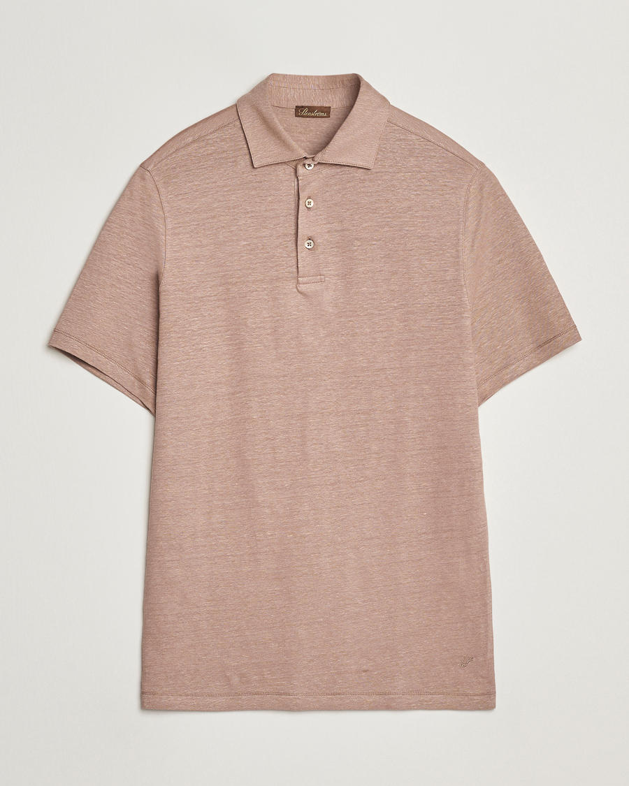 Stenströms Linen Polo Shirt Light Brown