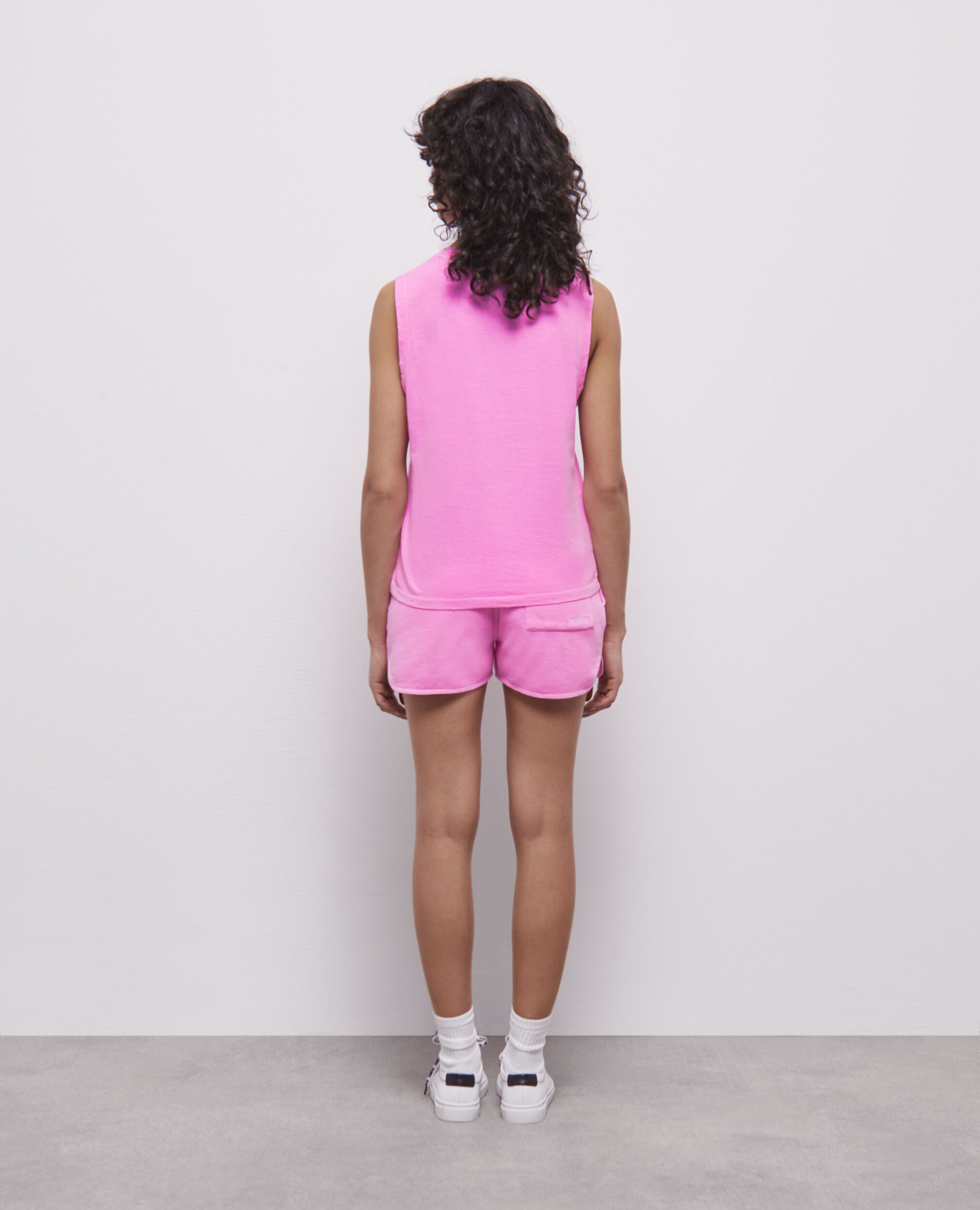 T-shirt rose fluo avec logo