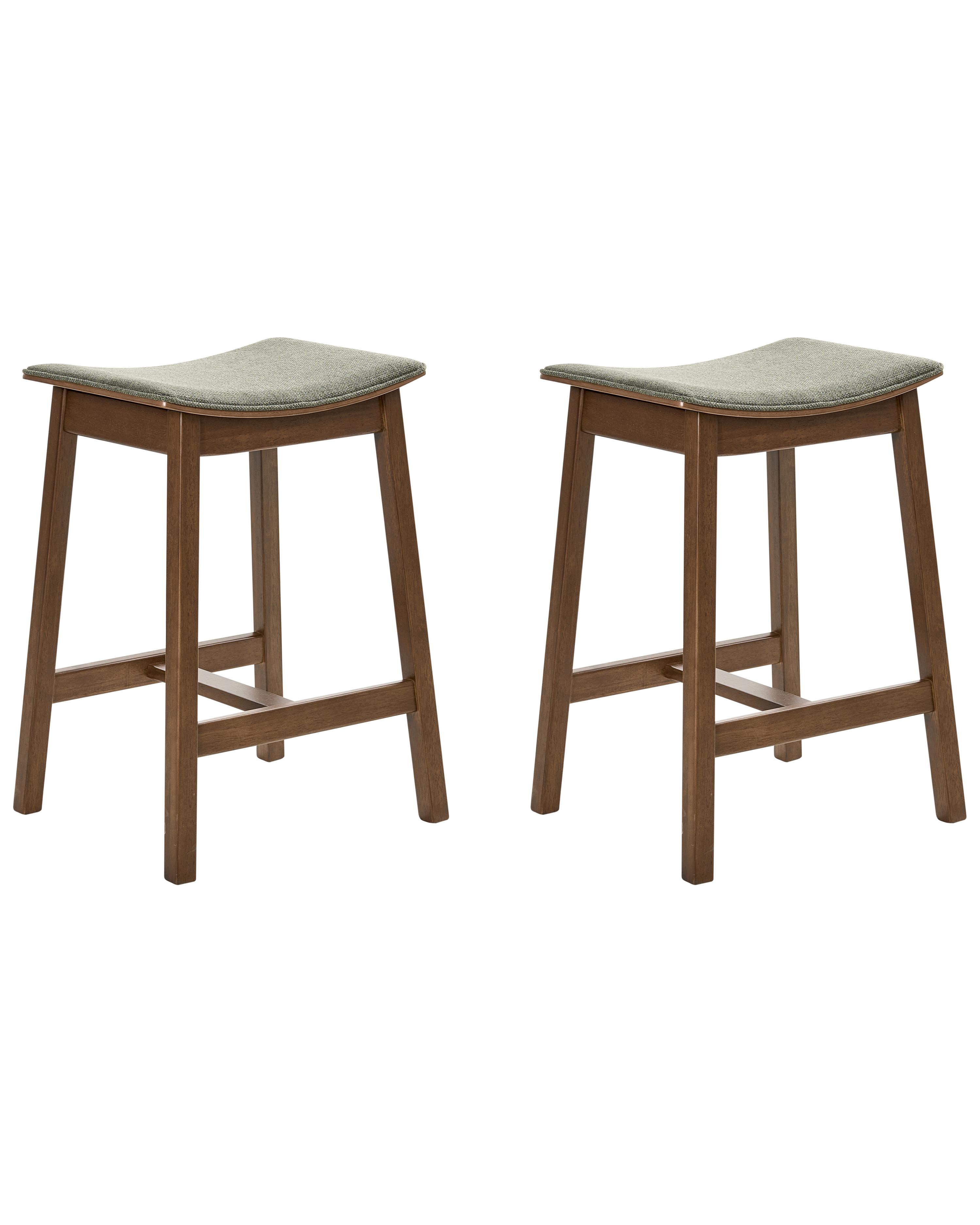 Set van 2 barkrukken DIXON Hout Donkerbruin/groen