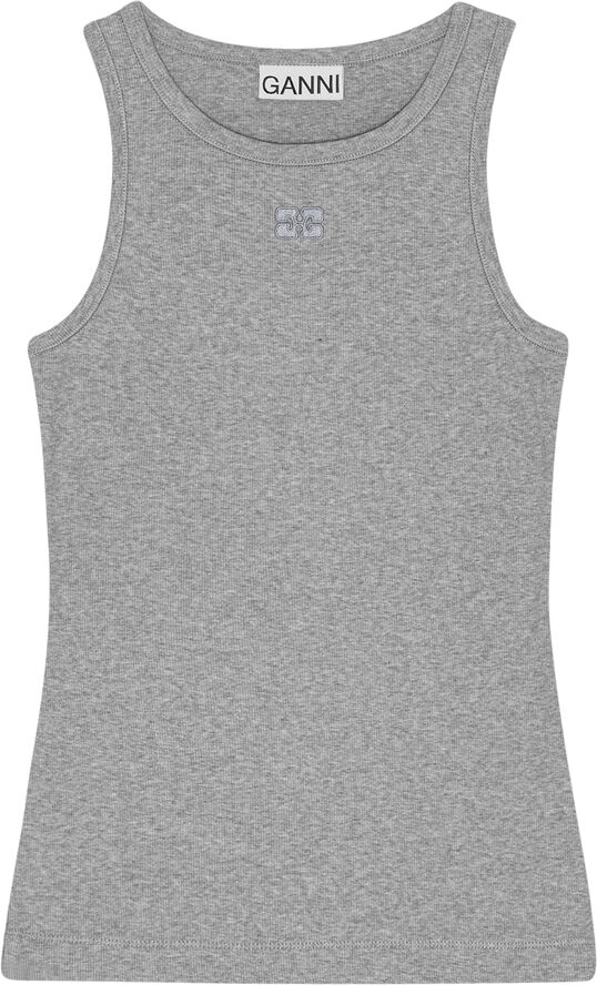 Ganni Soft Cotton Rib Tank Top Paloma melange