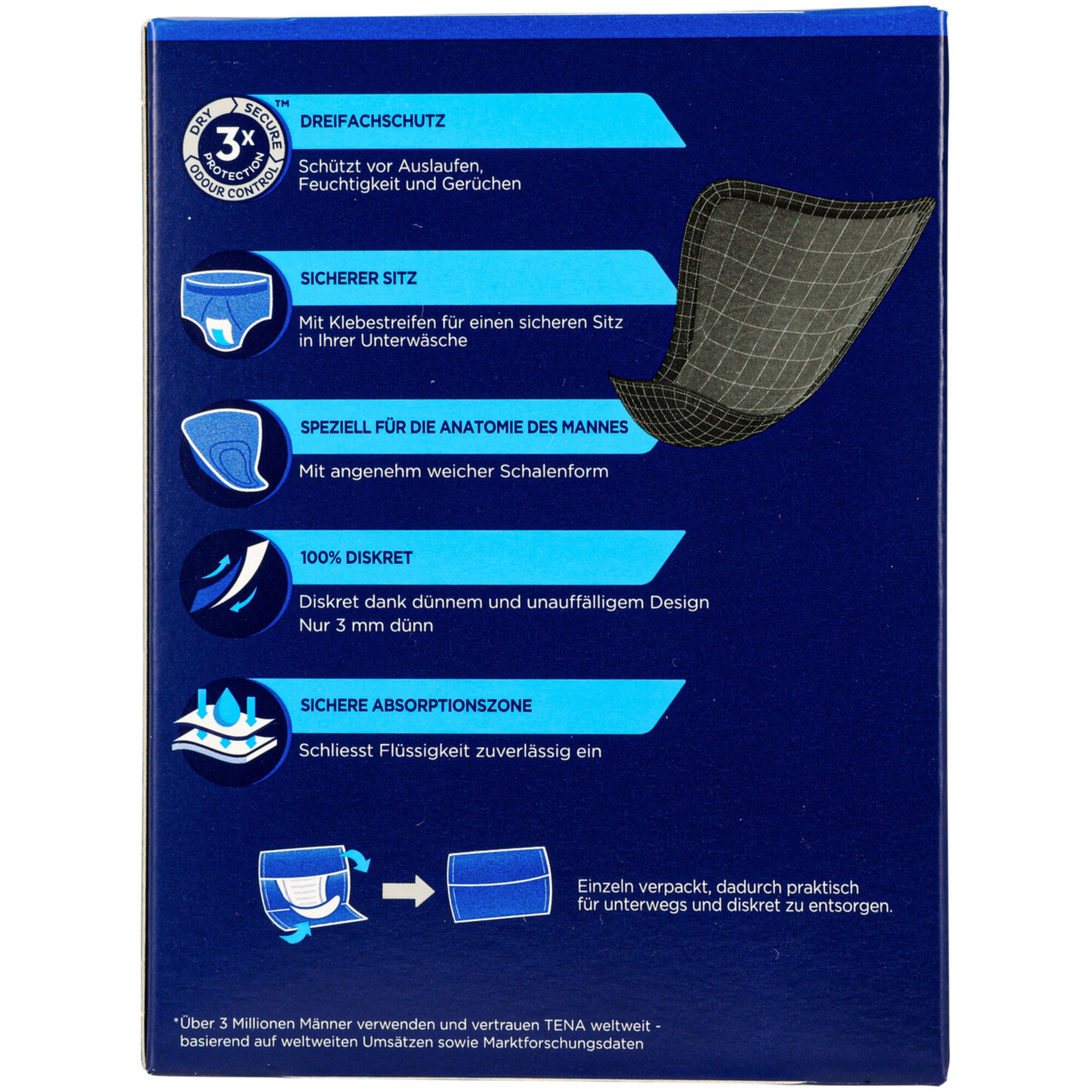 Tena Men Active Fit Inkontinenz-Einlagen Protective Shield 14 Stück