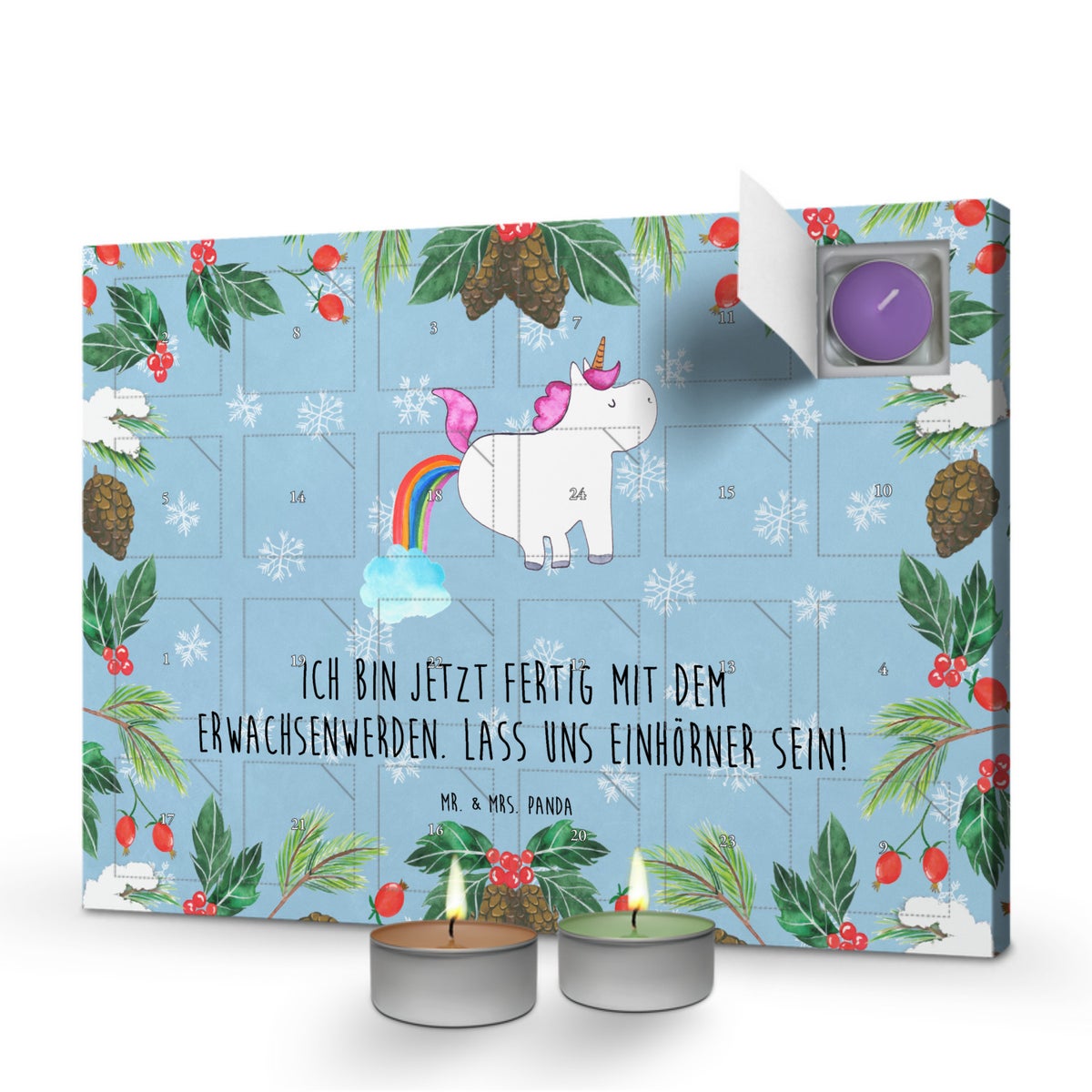 Mr. & Mrs. Panda Geurkaars Adventskalender Eenhoorn Scheten - Pastelblauw