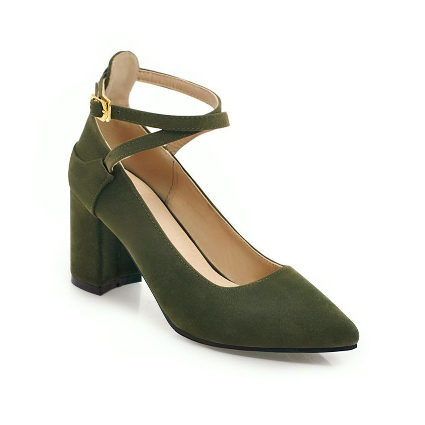 Megan - Pumps met enkelbandjes en puntige blokhak
