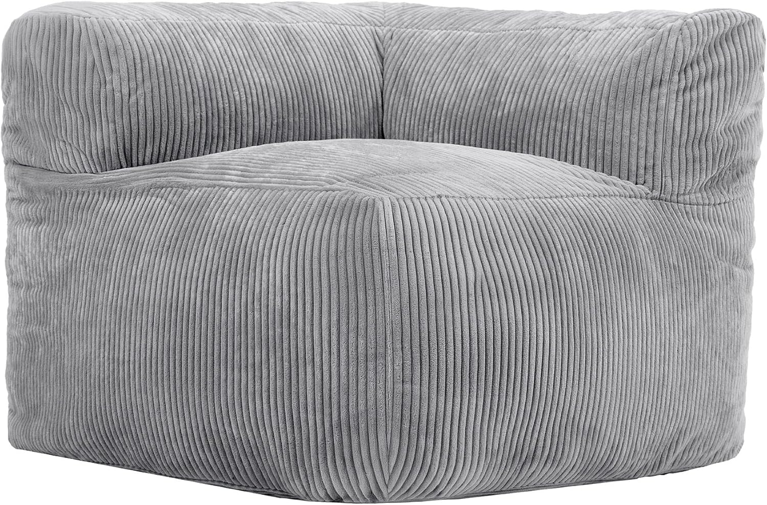 Icon Zen Modular Sofa für Erwachsene, Grau, Flauschiger Cordstoff, 3 Sitzer Ecksofa, Bequemer Bean Bag Sofa mit Schaumstoff Füllung, Relaxsessel, Lounge, Wohnzimmer Möbel