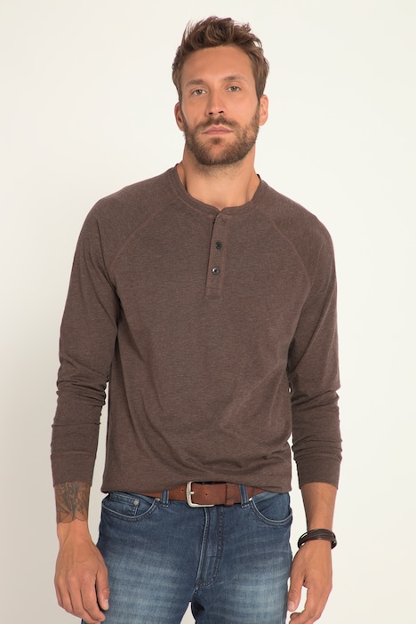 Henley, OEKO-TEX, Langarm, Rundhals, Knopfleiste