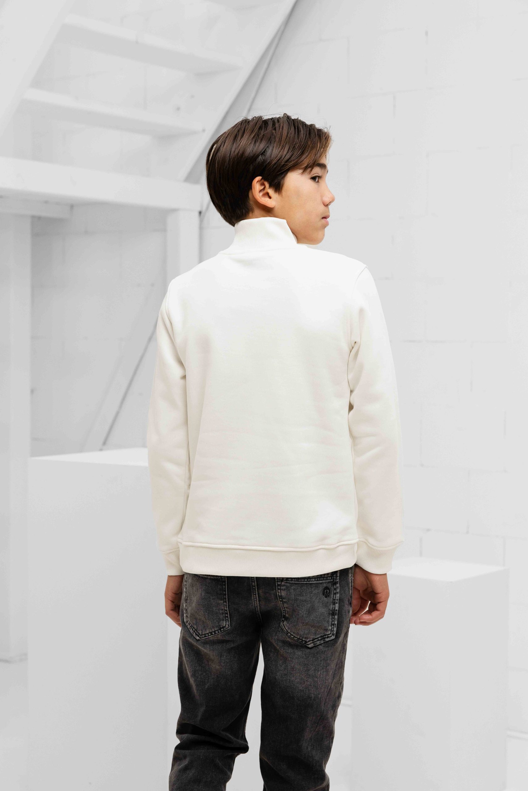Malelions Turtle Half Zip Sweater Kids Gebroken Wit