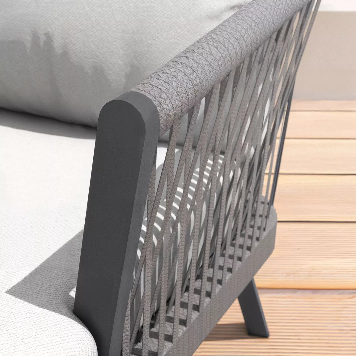 Fauteuil de jardin détente en aluminium Amalfi Gris anthracite et gris clair