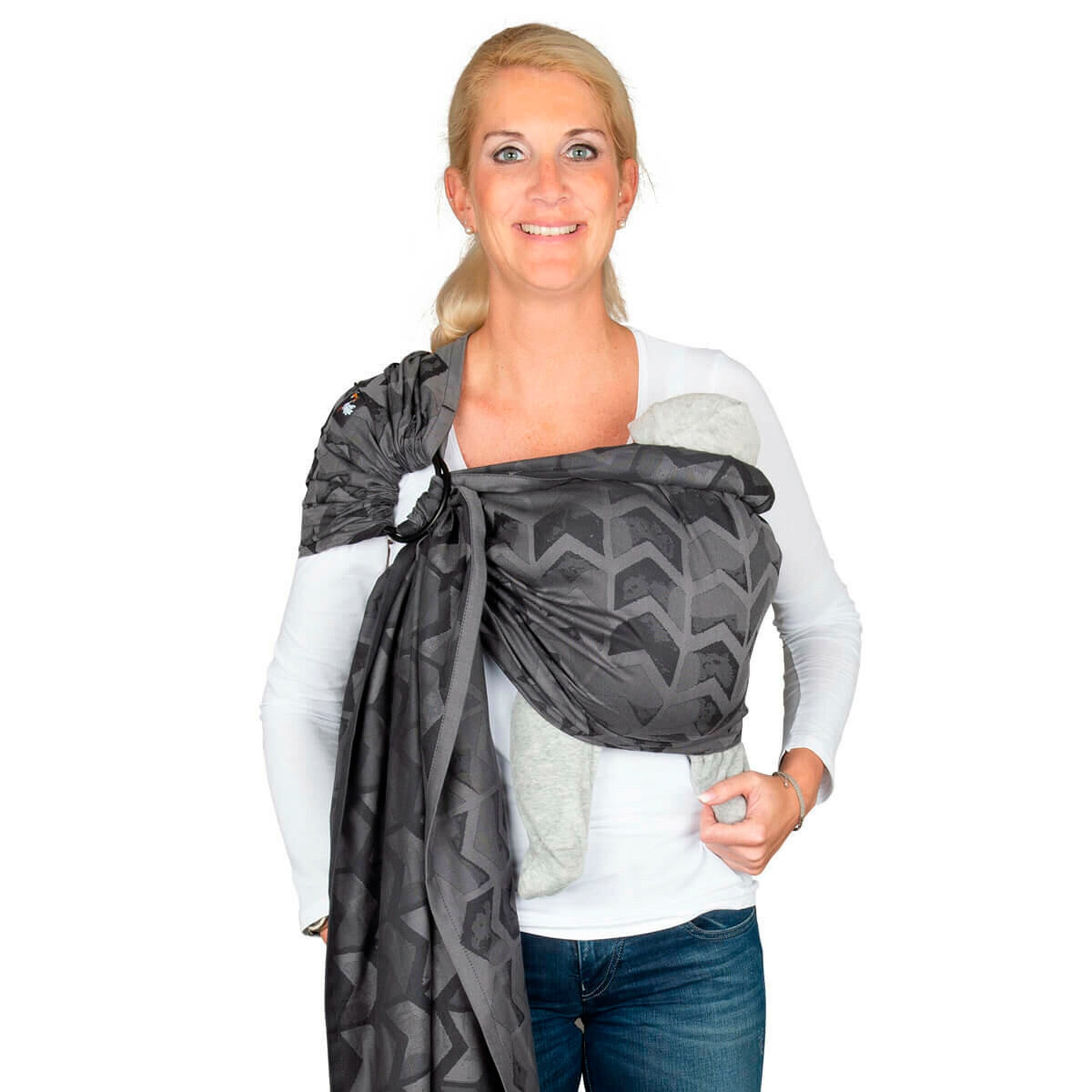 HOPPEDIZ® Babytragetuch Ring-Sling kbA Amsterdam black
