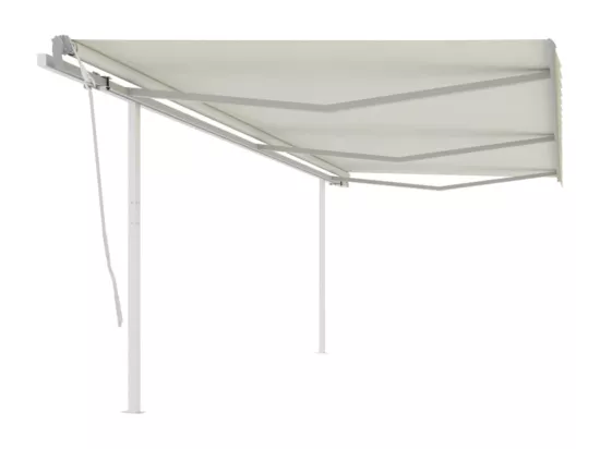 Auvent manuel rétractable avec poteaux 6x3 m Crème