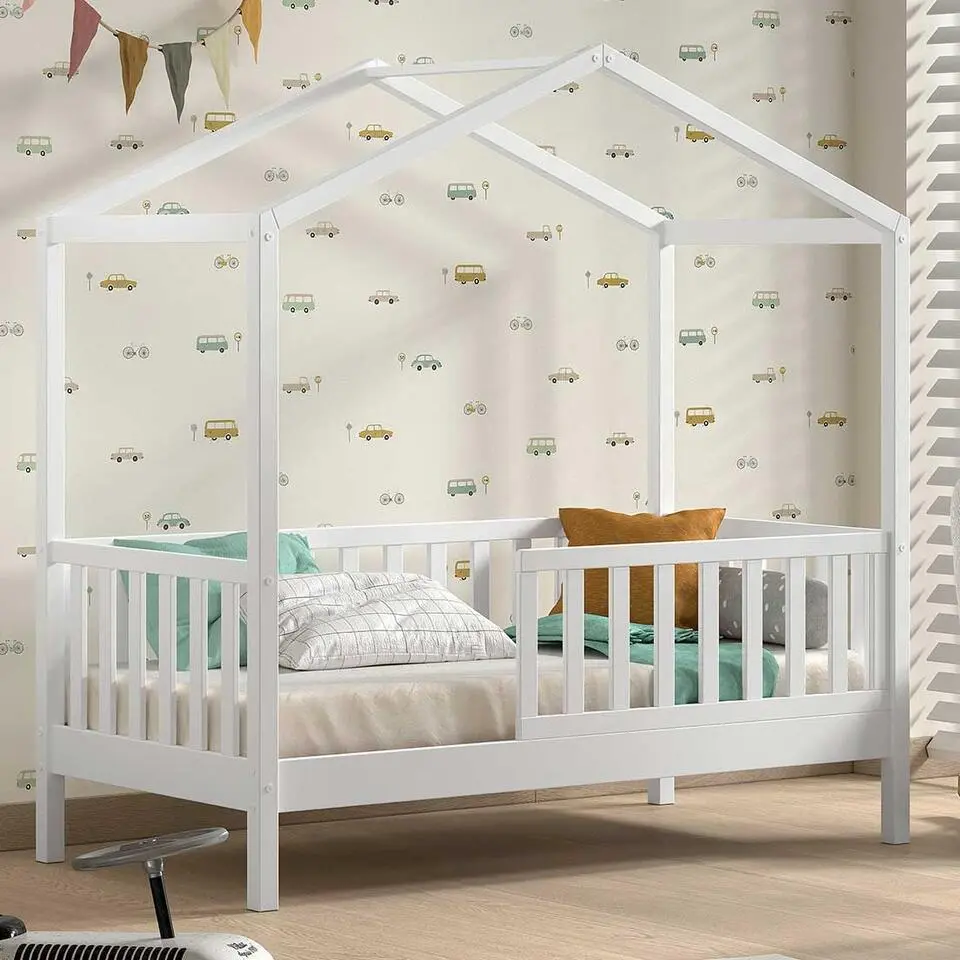 Kinderbed Dallas - 70x140 cm - Wit/massief grenen