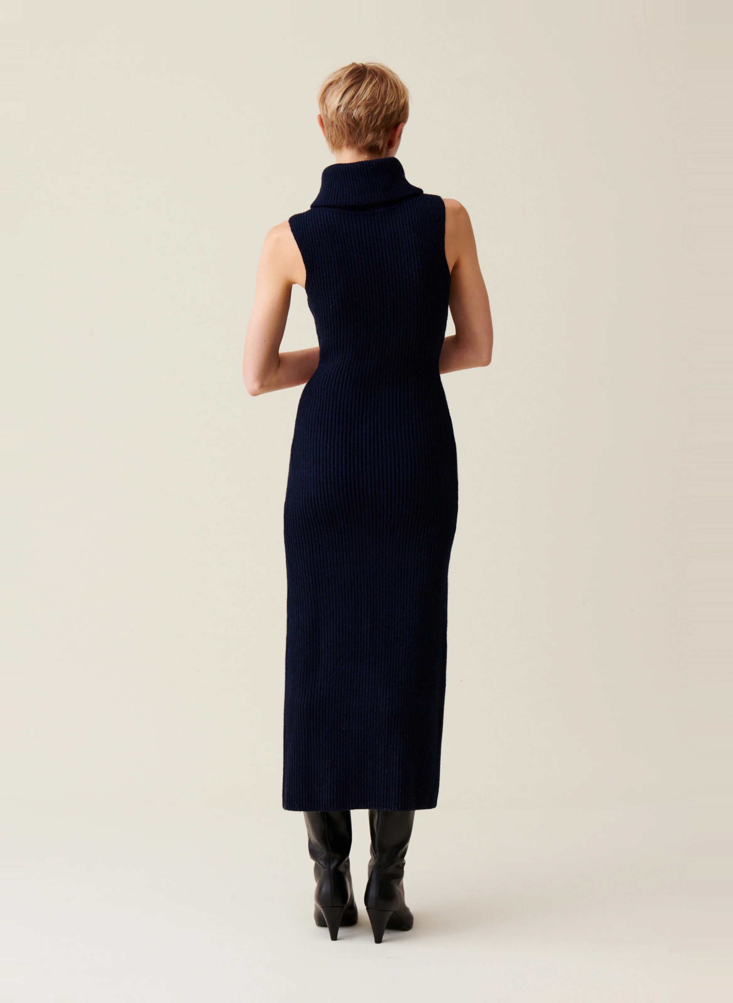 Robe zippée en laine mélangée | Bleu
