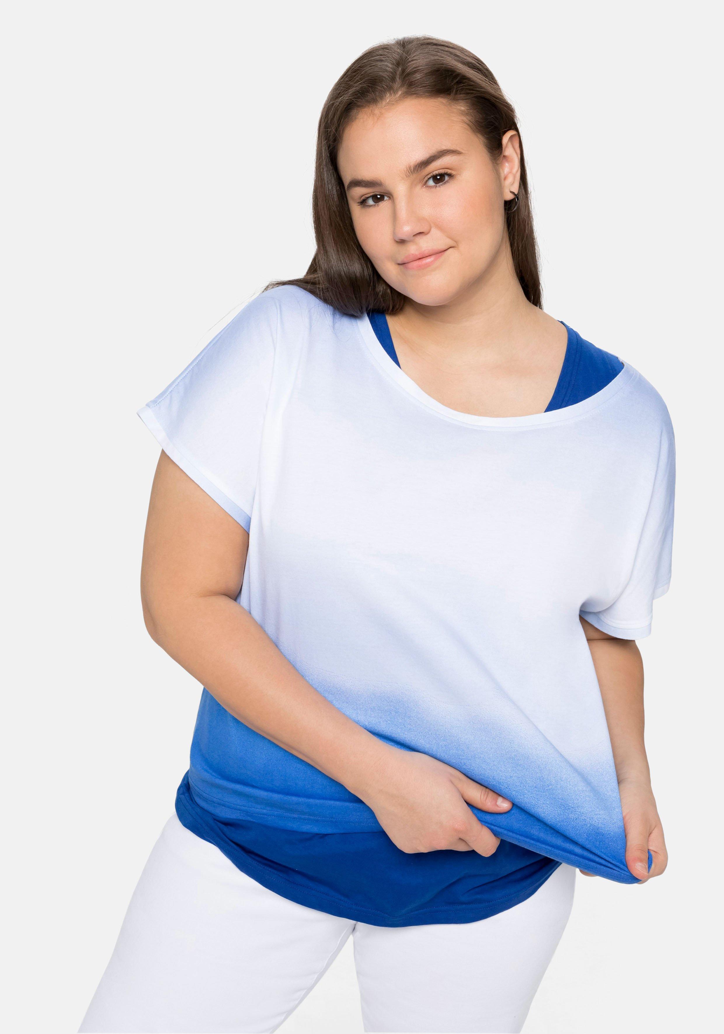 Set aus T-Shirt und Top, in gebatikter Optik