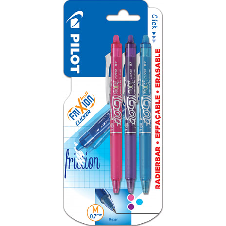 Frixion Ball Clicker 0.7 kuglepenne - 3 farver