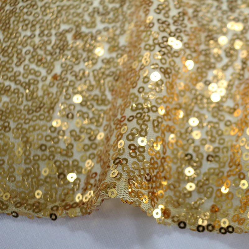 (Ø100cm) Glitzer Tischdecke Party Dekoration Pailletten Tisch Tuch - Gold