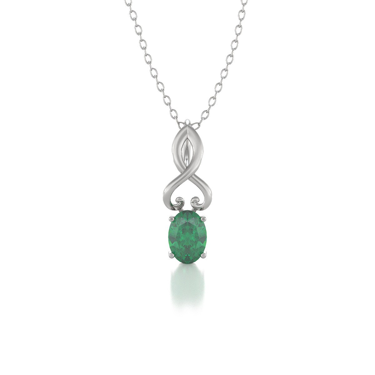 Collier Pendentif Or Blanc Emeraude - Fête des Mères Élégante et Raffinée | Aden