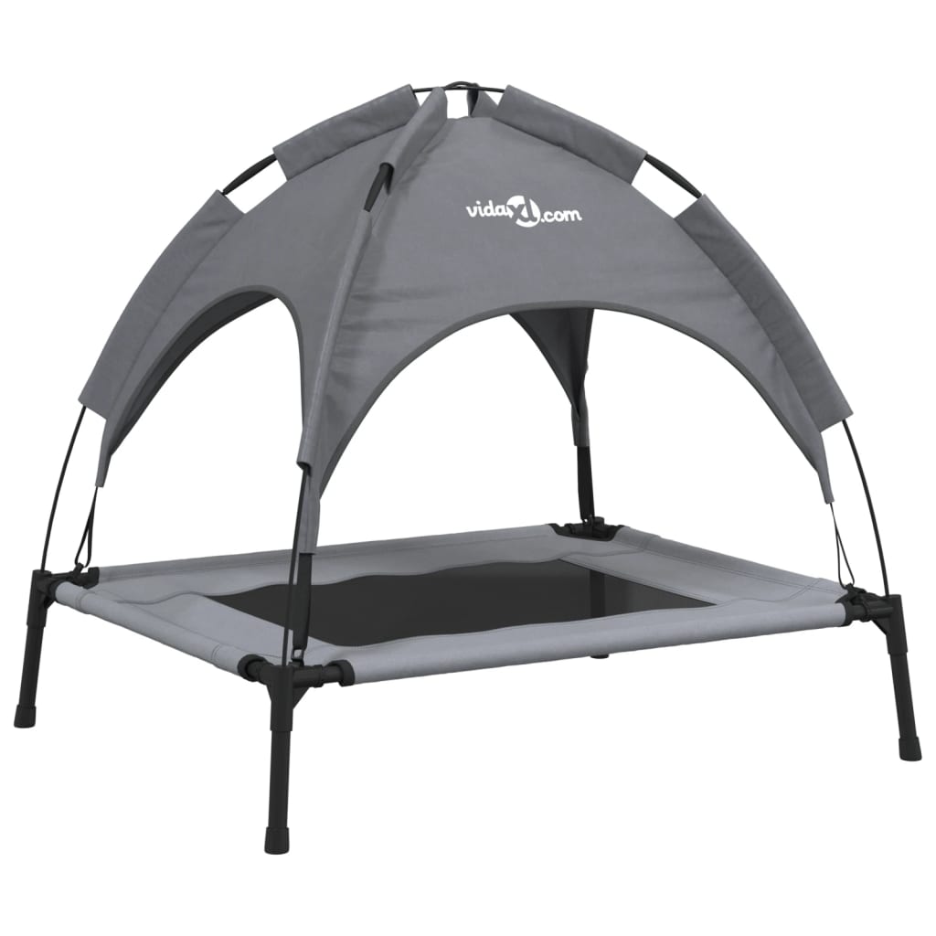 Cama para cães vidaXL com dossel, antracite, tecido Oxford e aço.