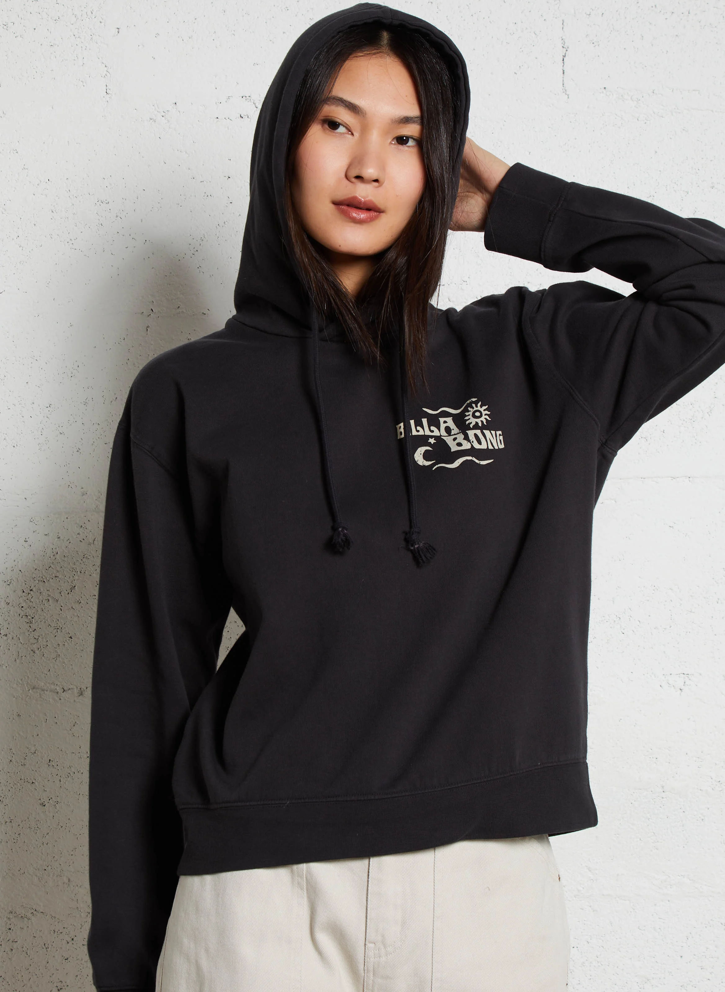 SNAKE MANTRA - Sweat à capuche droit en coton mélangé | Noir