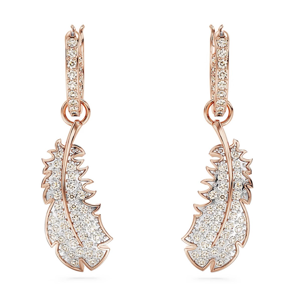 Pendants d'oreilles Swarovski Nice plume doré rose