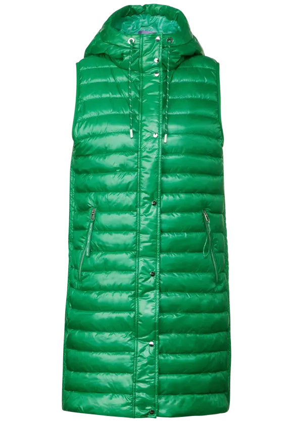 Long Kapuzen Steppweste - arty green