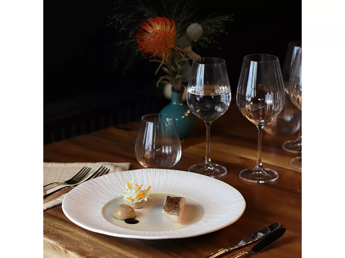 Ogo Living - Lot 6 Assiettes Plates Urus 28.5cm Porcelaine Beige Et Blanc