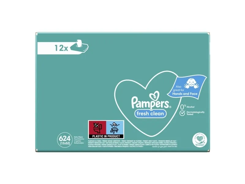 Pampers Fresh Clean - Vådservietter til baby -Dermatologisk testet- Allergivenlig - Neutral pH