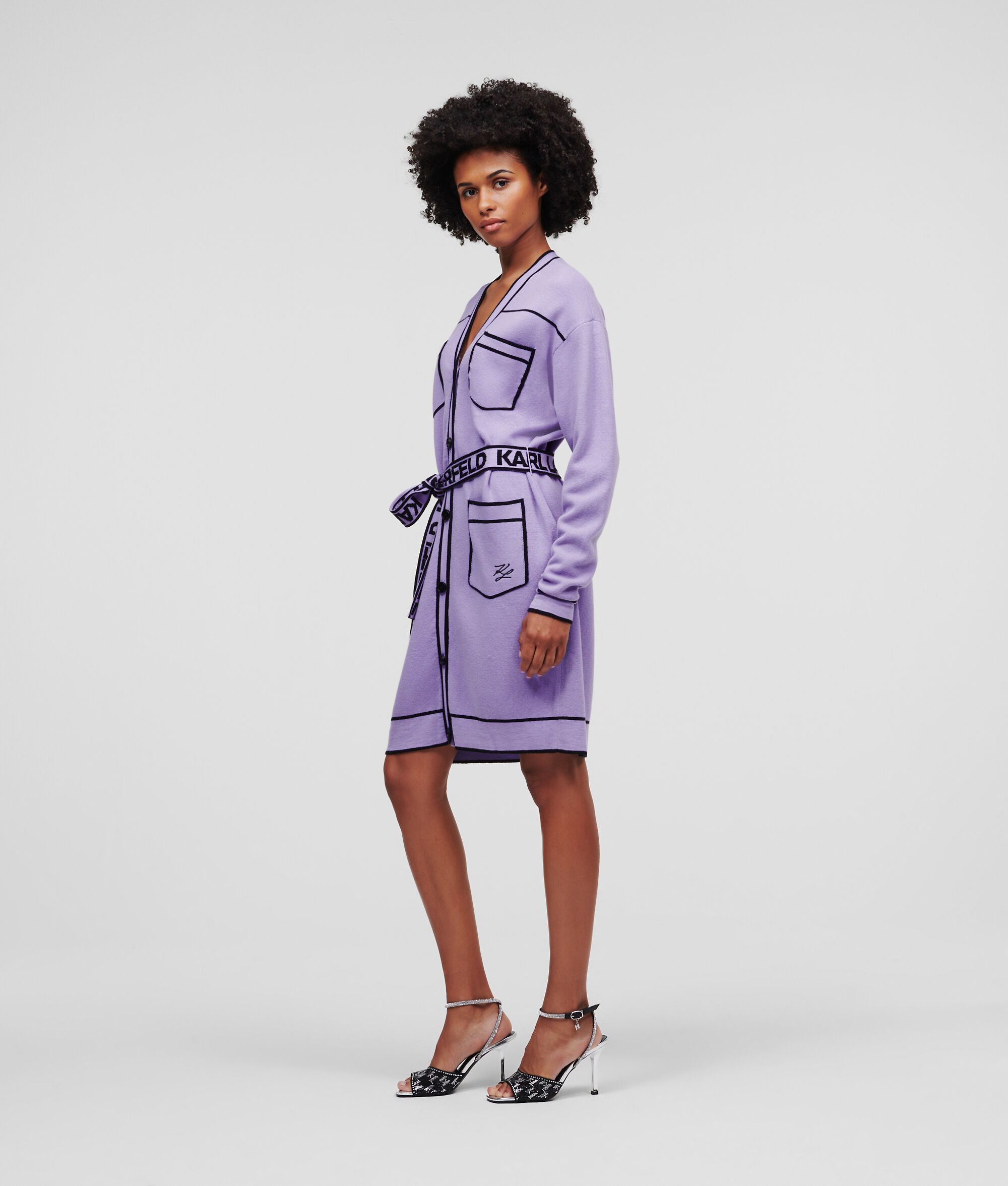 CARDIGAN AVEC CEINTURE ORNÉE DU LOGO KARL