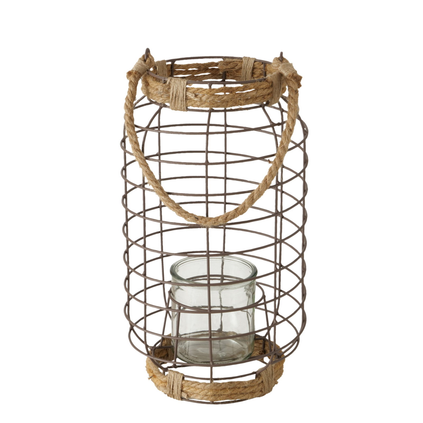 Windlicht - natur-grau - mit Henkel - 21 cm hoch