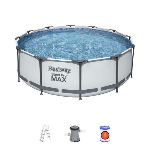 Piscina tubular Bestway Steel Pro Max 366x100 cm acima do solo com bomba de filtro de cartucho de 2.006 L/h