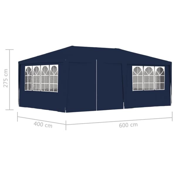 vidaXL Profesjonelt festtelt med sidevegger 4x6 m blå 90 g/m²