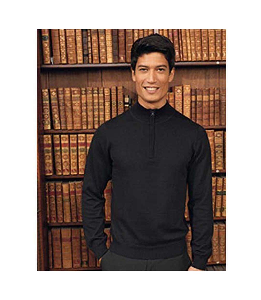 Premier - Pull tricoté à col zippé - Homme (Noir) - UTRW5590