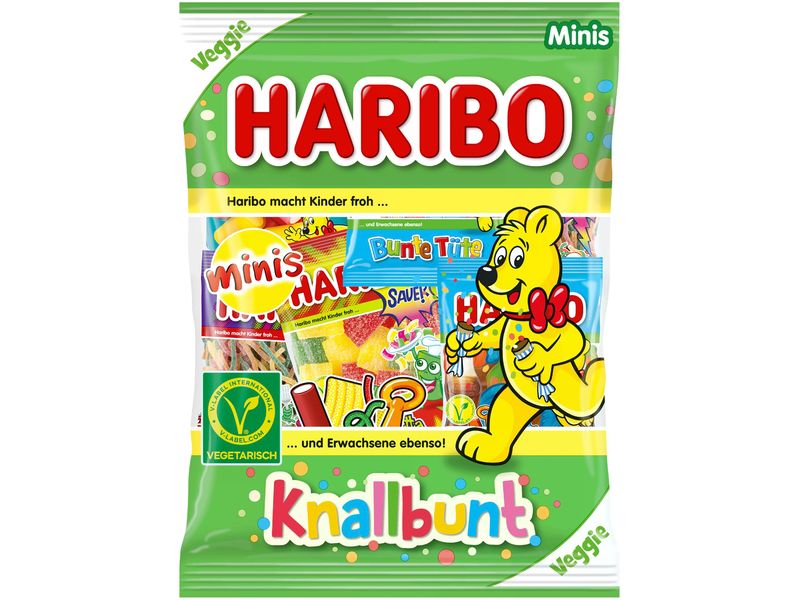 Haribo Gummibonbons Knallbunt 230 g Süsse und saure Fruchtgummis in Minibeuteln