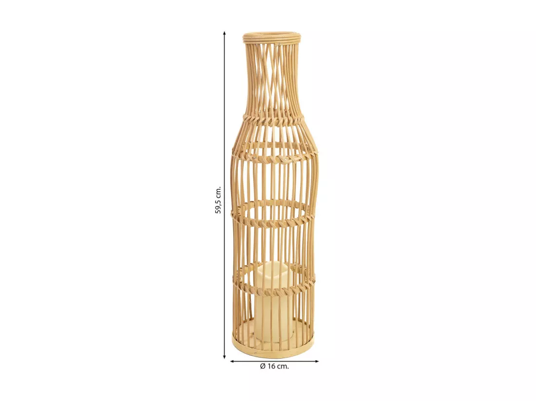 Vase en rotin tressé avec bougie à piles