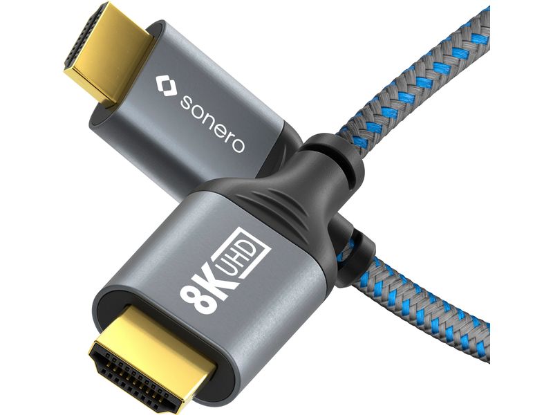 sonero Kabel 8K HDMI - HDMI, 2 m HDMI auf HDMI Kabel - 8K60 - grau/blau - 2.00m