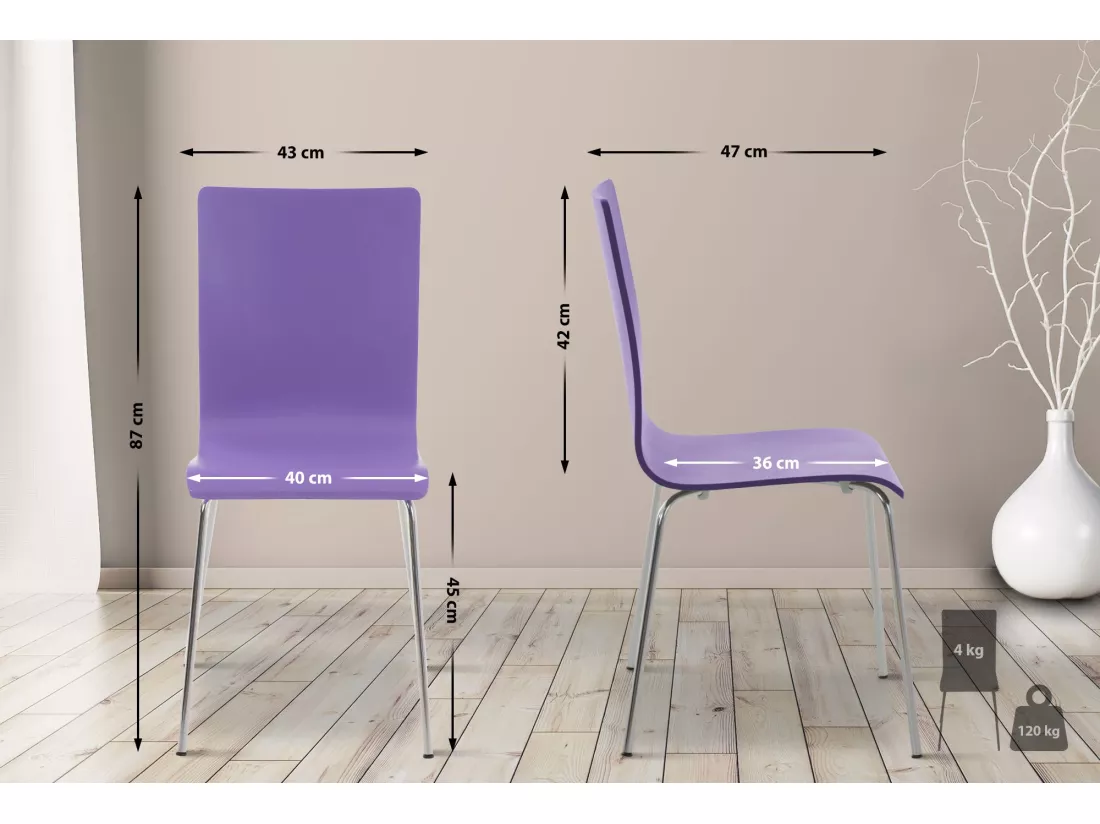Lot de 4 Chaise de conférence - Bois & Antique - Violet - PEPE