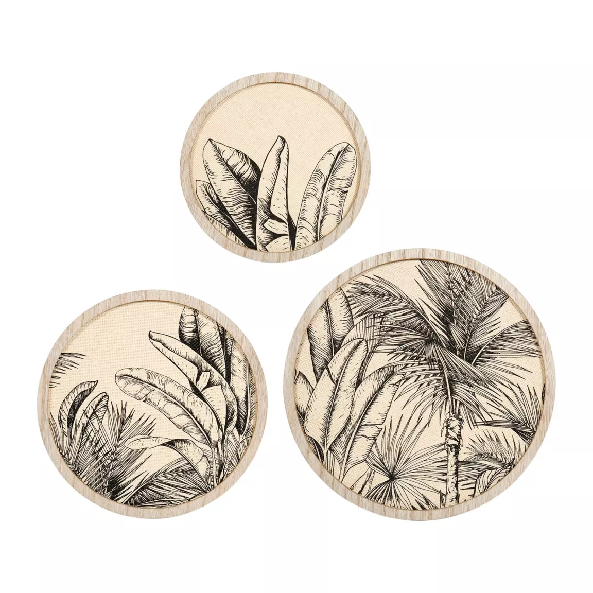 Lot de 3 décorations murales (D25-30-35 cm) Acapulco Marron
