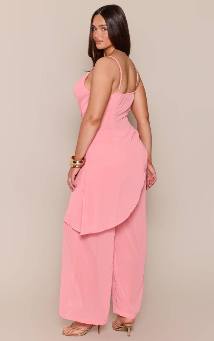 Rose Pantalon Large Shape À Jambes Évasées Coordonné