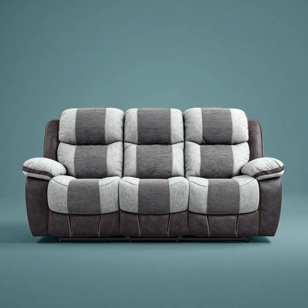 3-Sitzer-Sofa Stoff/Kunstleder 200x90x100 cm – Grau/Anthrazit – Modern
