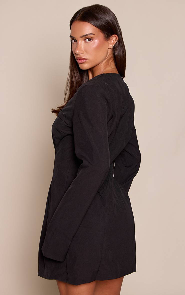 Noir Robe Blazer Plissée À Taille Cintrée